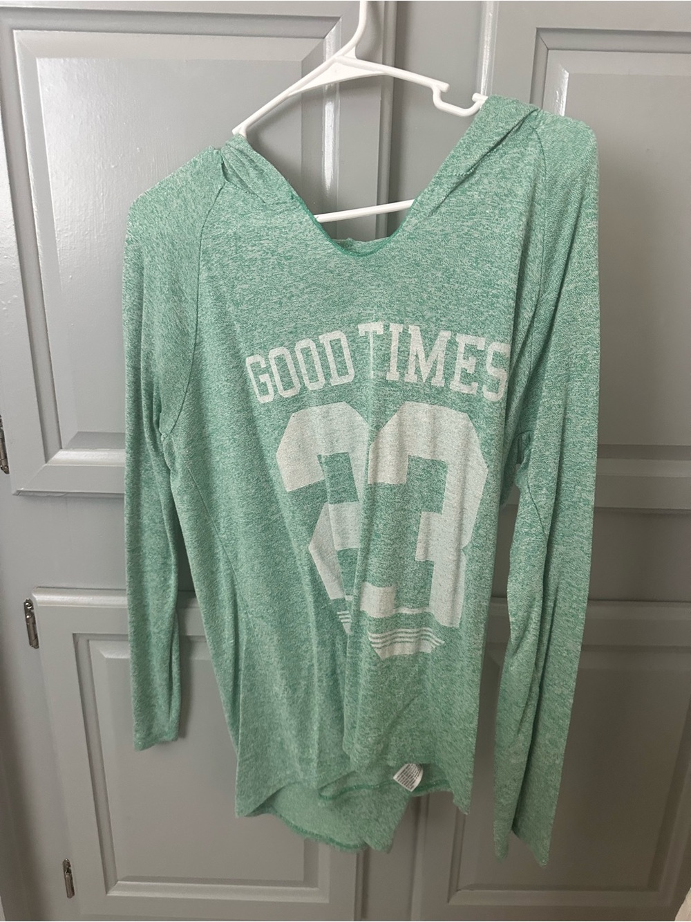 City Streets Mint Green 'Good Times 23' Hooded Long Sleeve Top